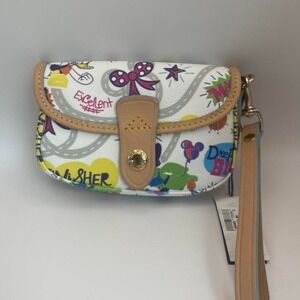Disney Dooney & Bourke Marathon Wristlet White Mickey Print DLR Parks clutch